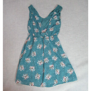 LC Lauren Conrad Dress Womens Size 2 Green Floral Sleeveless Cottagecore Boho